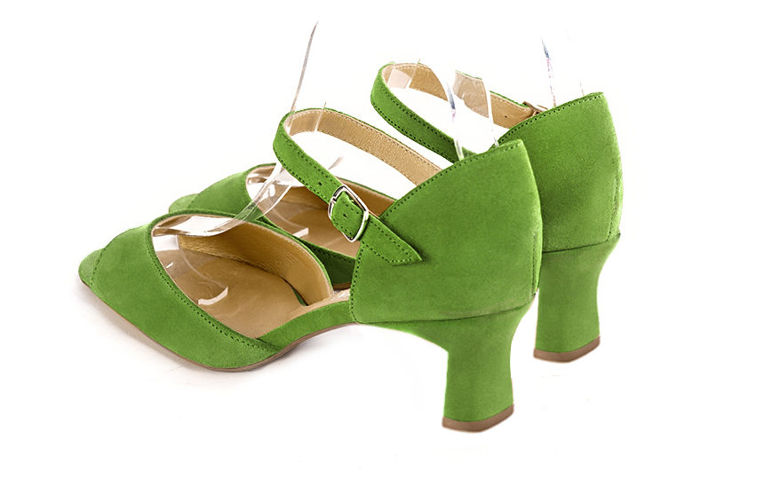 French elegance and refinement for these grass green closed back dress sandals, with an instep strap, 
                available in many subtle leather and colour combinations. Practical and elegant, this pretty sandal will be perfect for any occasion.
To be adapted to your needs and desires.  
                Matching clutches for parties, ceremonies and weddings.   
                You can customize these sandals to perfectly match your tastes or needs, and have a unique model.  
                Choice of leathers, colours, knots and heels. 
                Wide range of materials and shades carefully chosen.  
                Rich collection of flat, low, mid and high heels.  
                Small and large shoe sizes - Florence KOOIJMAN